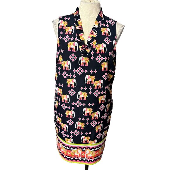 Crown & Ivy Dress 12P 12 P Pink Blue Green Elephants Stretch Sleeveless - Picture 8 of 12